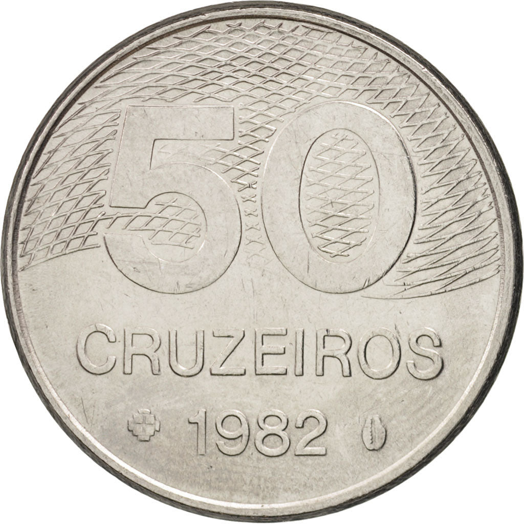 Brazil, 50 Cruzeiros, 1982, AU(55-58), Stainless Steel, KM:594.1