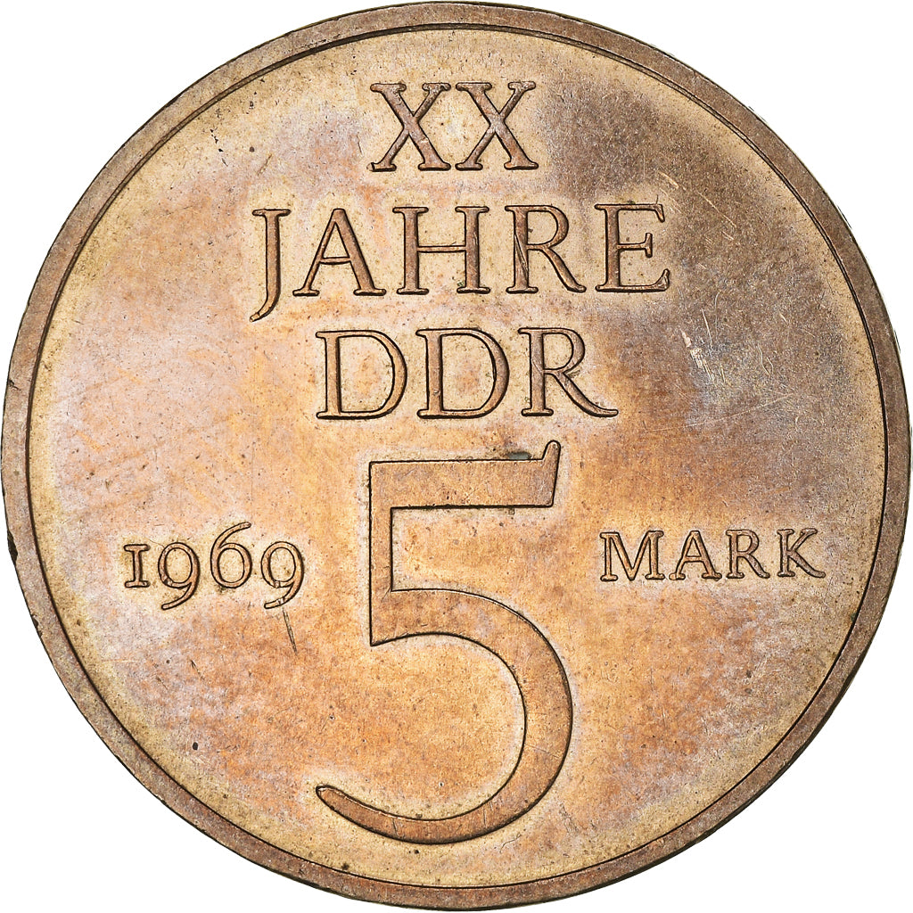 Moneta, NIEMCY - NRD, 5 Mark, 1969, EF(40-45), Nikiel-Brąz, KM:22.1