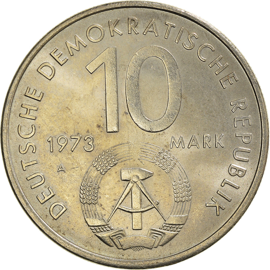 Coin, GERMAN-DEMOCRATIC REPUBLIC, 10 Mark, 1973, Berlin, AU(50-53)