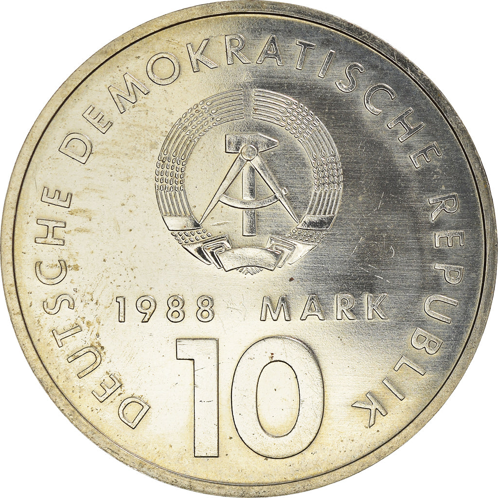 Monnaie, République démocratique allemande, 10 Mark, 1988, Berlin, TTB