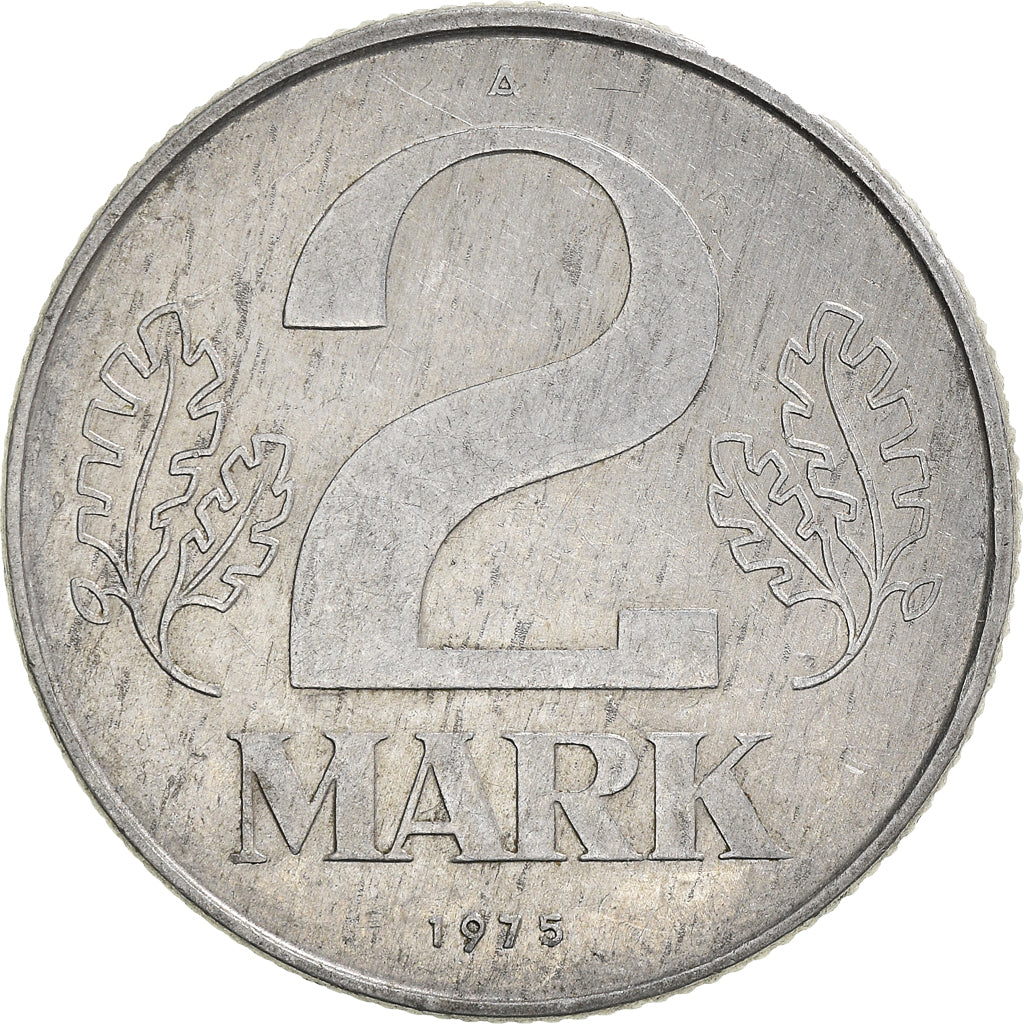 Coin, GERMAN-DEMOCRATIC REPUBLIC, 2 Mark, 1975, Berlin, VF(20-25), Aluminum