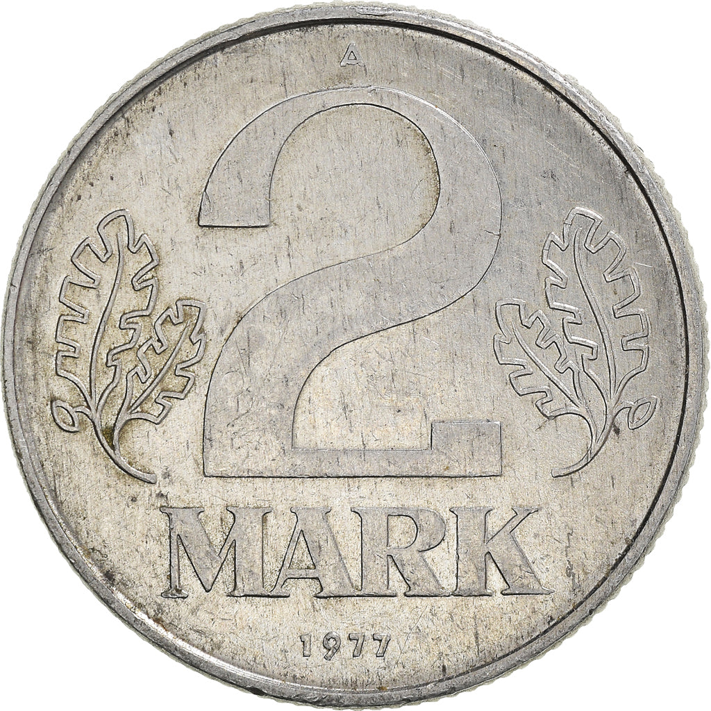 Coin, GERMAN-DEMOCRATIC REPUBLIC, 2 Mark, 1977, Berlin, VF(30-35), Aluminum