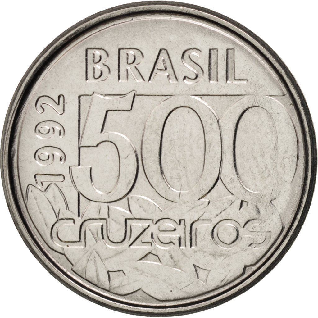 Coin, Brazil, 500 Cruzeiros, 1992, MS(63), Stainless Steel, KM:624
