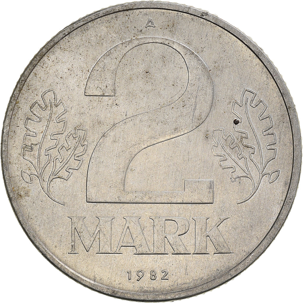 Coin, GERMAN-DEMOCRATIC REPUBLIC, 2 Mark, 1982, Berlin, VF(30-35), Aluminum