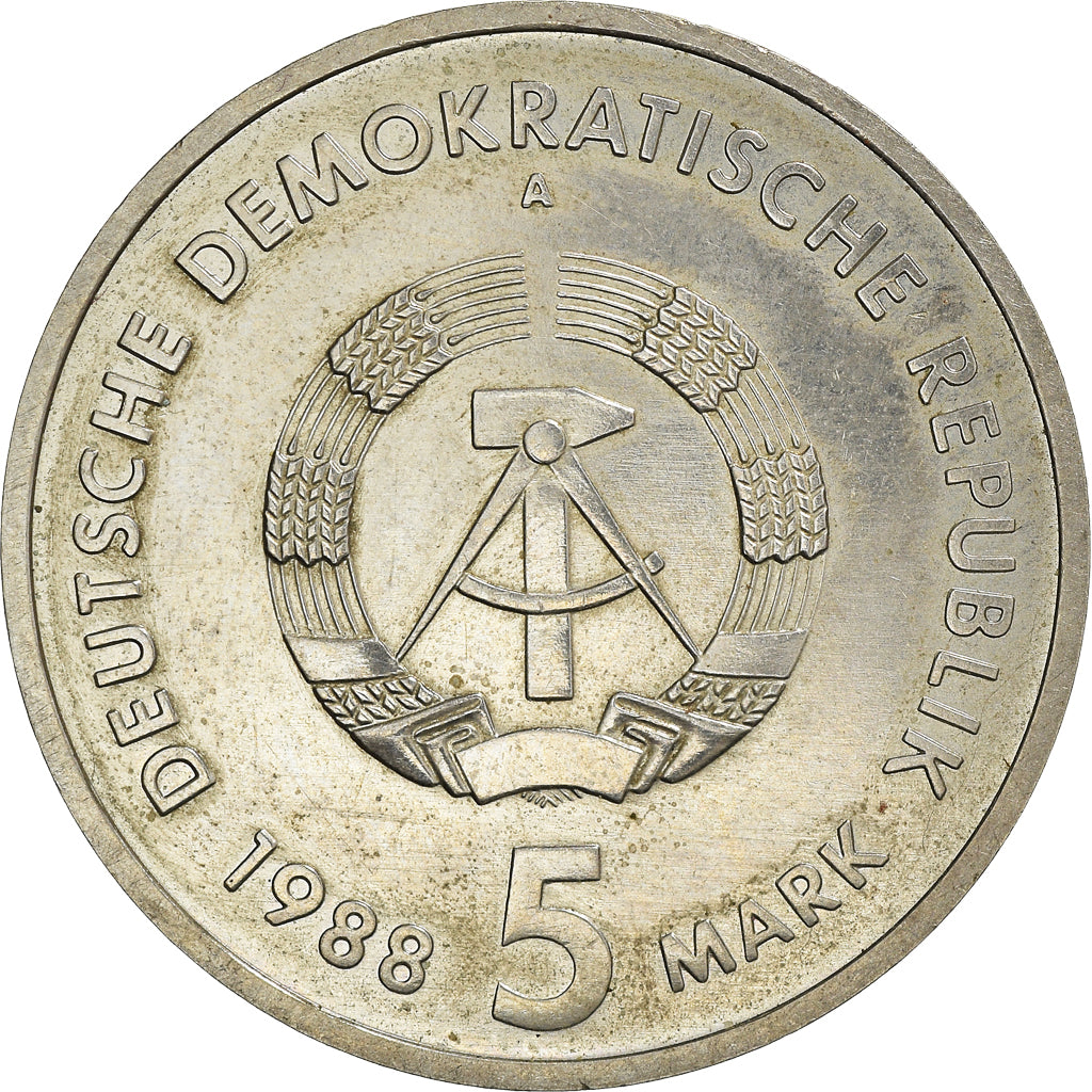Coin, GERMAN-DEMOCRATIC REPUBLIC, 5 Mark, 1988, Berlin, EF(40-45)