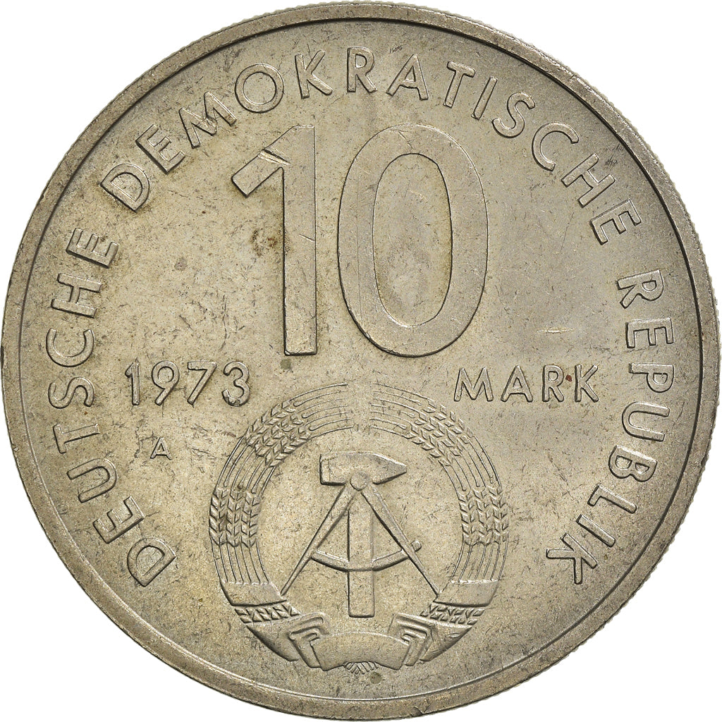 Coin, GERMAN-DEMOCRATIC REPUBLIC, 10 Mark, 1973, Berlin, VF(30-35)