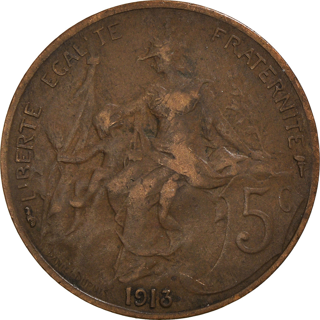 Munten, Frankrijk, Dupuis, 5 Centimes, 1913, Paris, ZF, Bronzen, KM:842