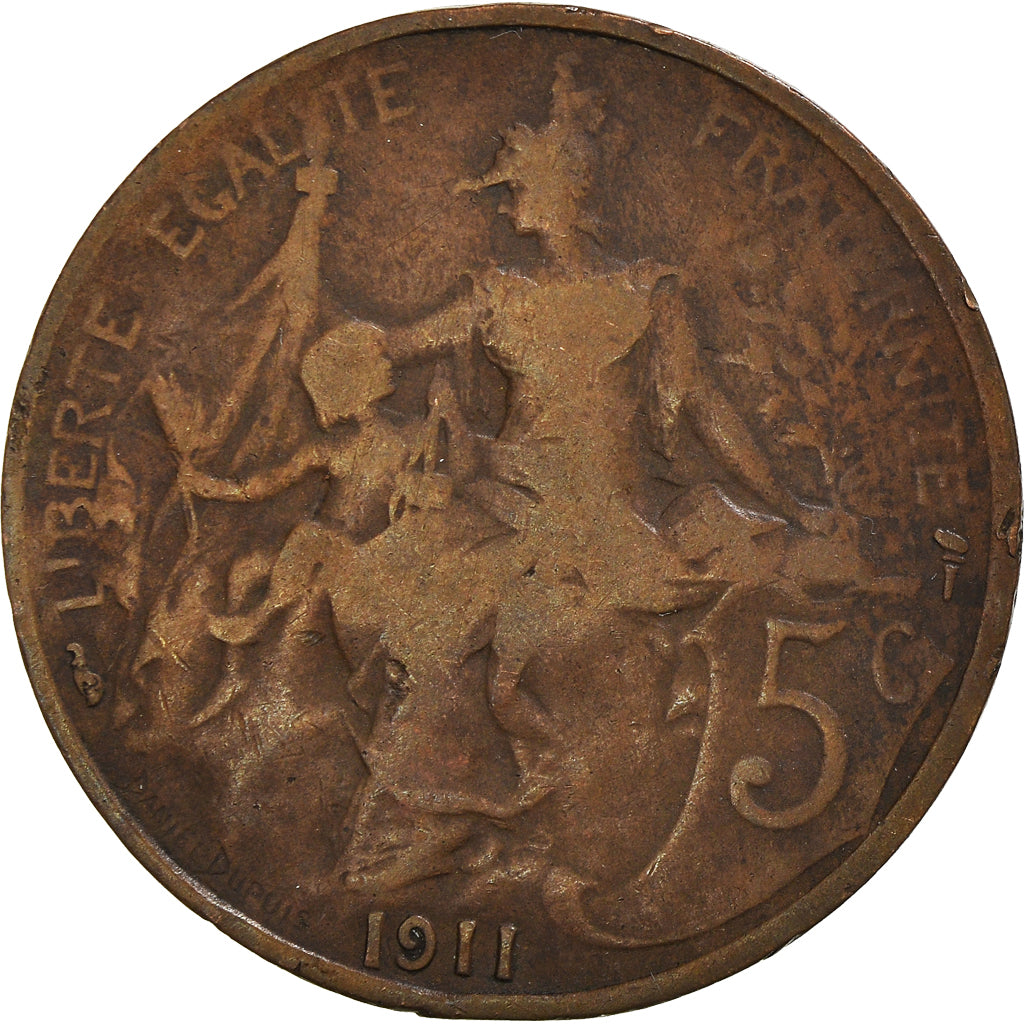 Munten, Frankrijk, Dupuis, 5 Centimes, 1911, Paris, FR+, Bronzen, KM:842