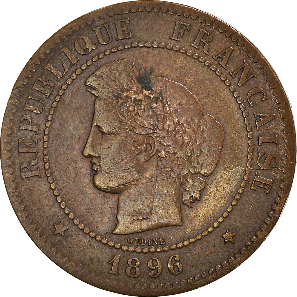 Münze, Frankreich, Cérès, 5 Centimes, 1896, Paris, SS, Bronze, KM:821.1