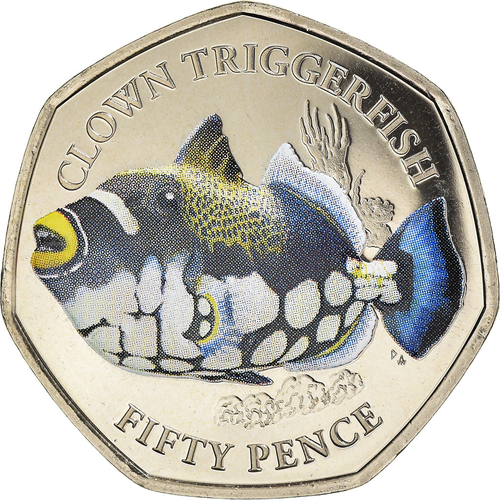 Moneta, British Indian Ocean, clown Triggerrfish, 50 Pence, 2021