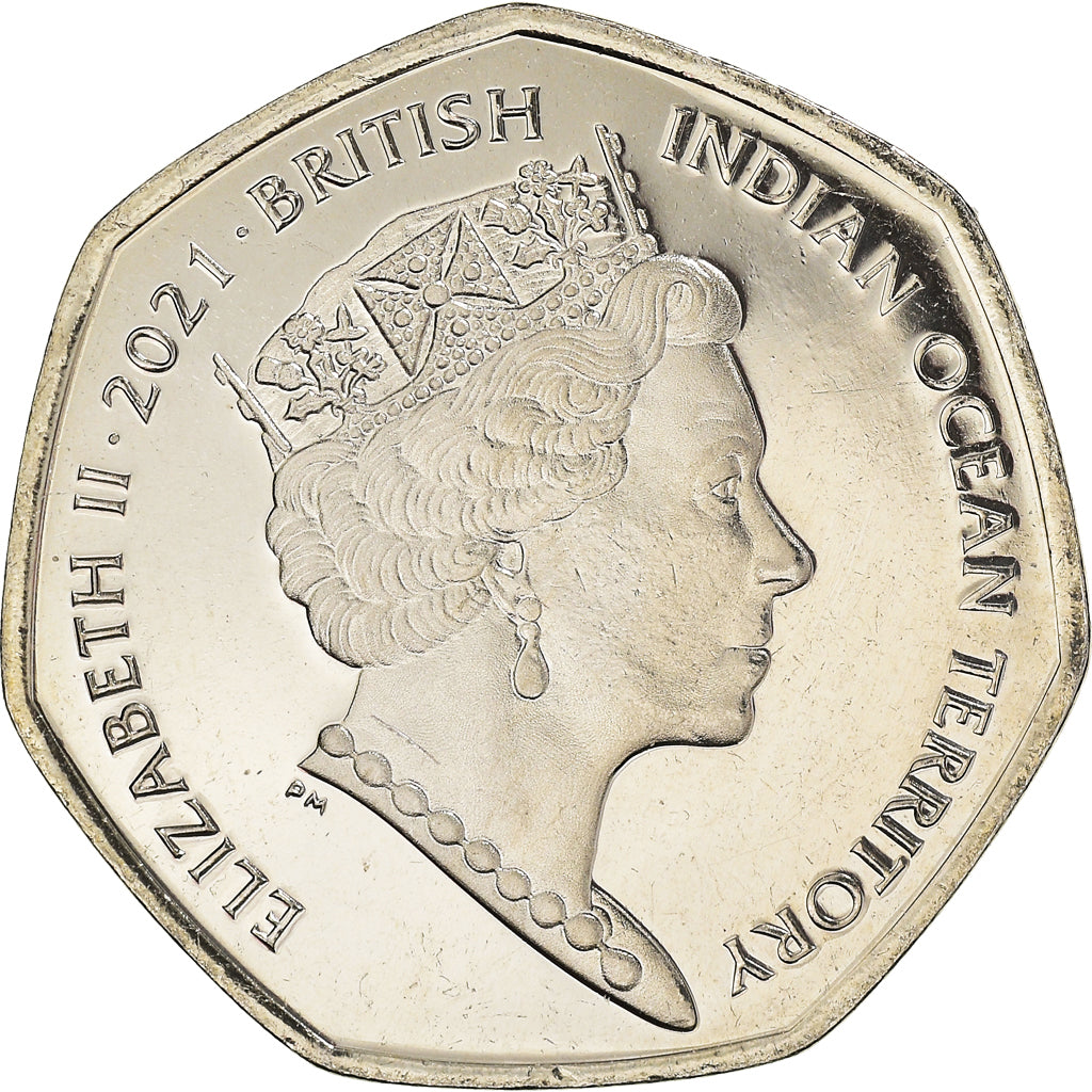 Münze, British Indian Ocean, Longnose Butterflyfish., 50 Pence, 2021, FDC