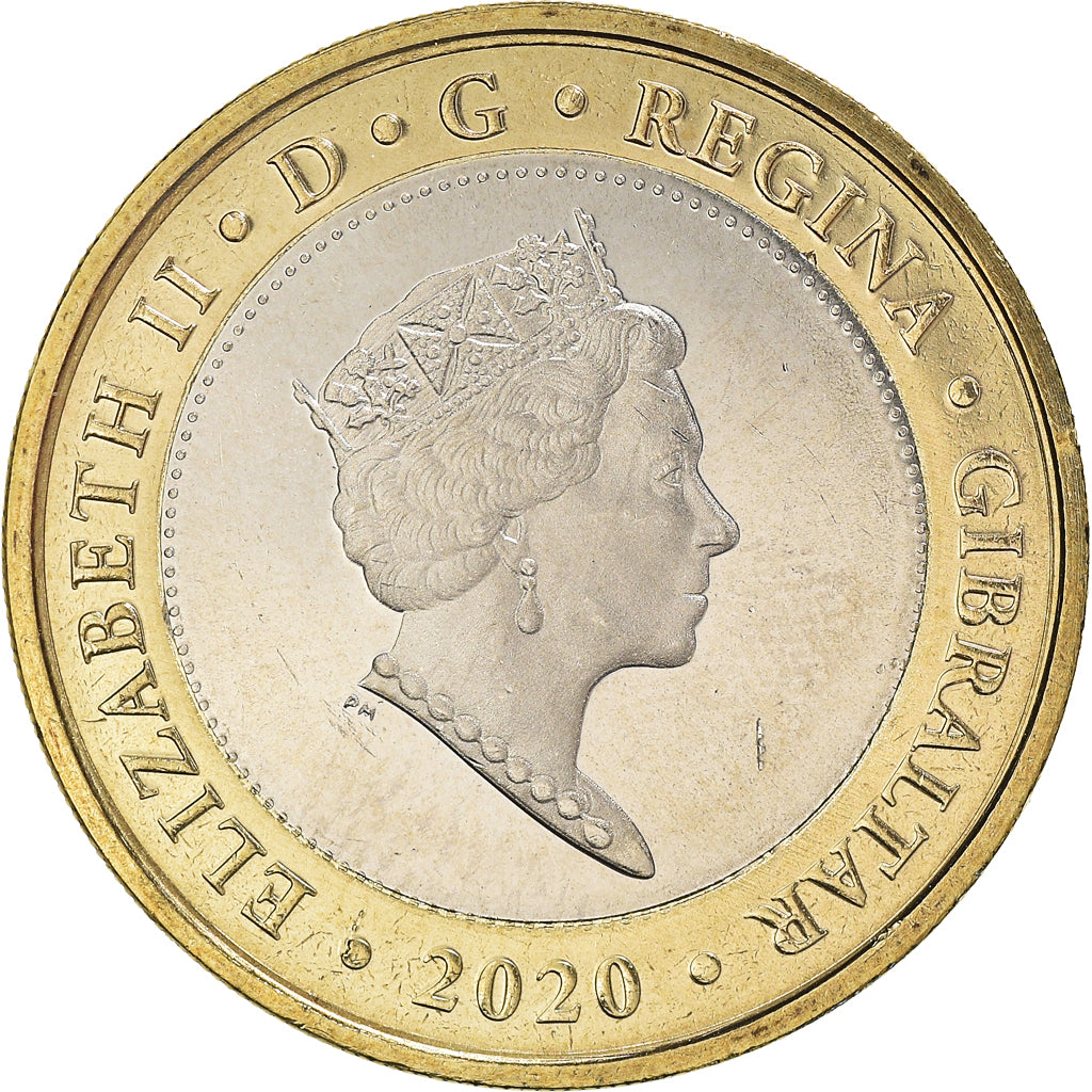 Munten, Gibraltar, Sandy Bay, 2 Pounds, 2020, UNC-, Bimetallic