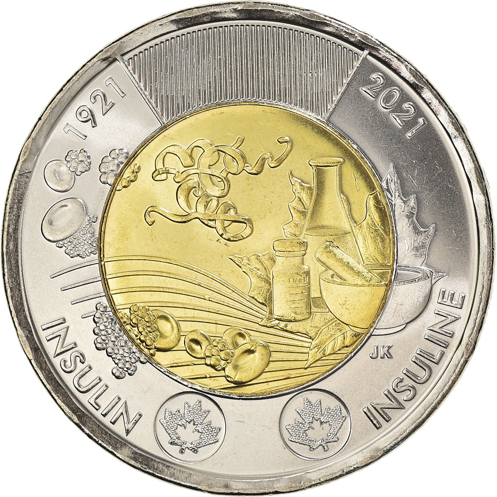 Münze, Kanada, Découverte de l'insuline, 2 Dollars, 2021, UNZ, Bi-Metallic