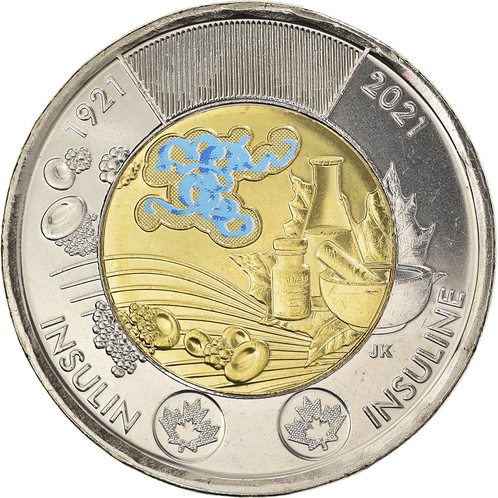 Coin, Canada, Découverte de l'insuline, 2 Dollars, 2021, Colorized, MS(63)