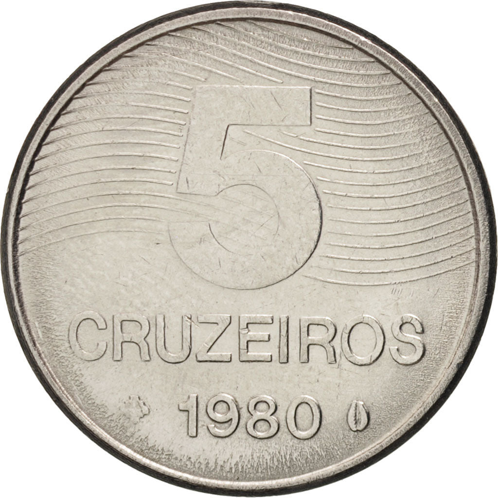 Coin, Brazil, 5 Cruzeiros, 1980, MS(63), Stainless Steel, KM:591