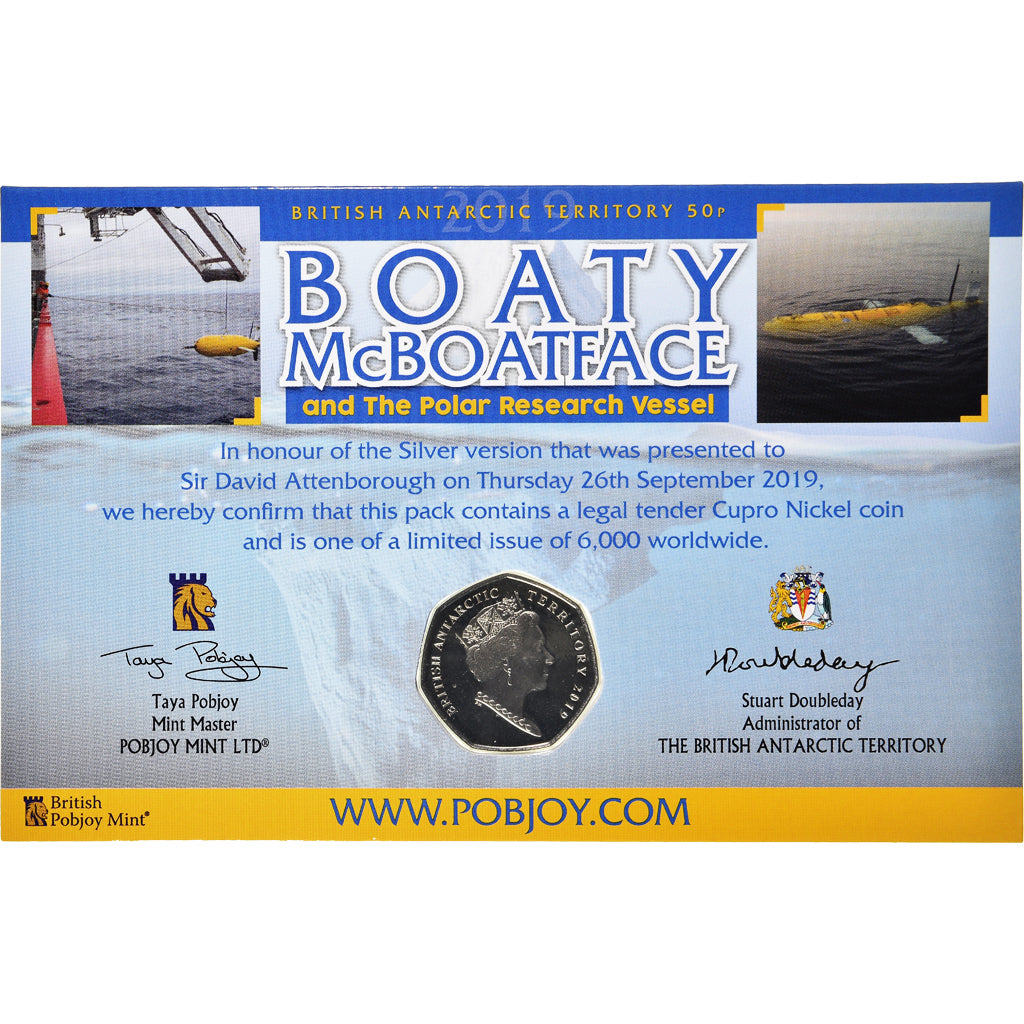 Monnaie, Grande-Bretagne, Boaty McBoatface, 50 Pence, 2019, BU.Colorisée, FDC