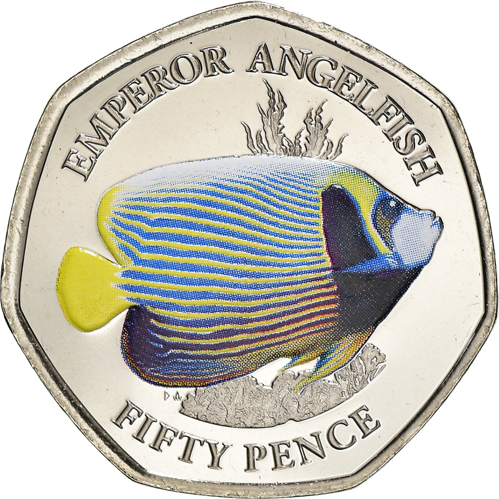 Moneta, British Indian Ocean, Emperor Angelfish, 50 Pence, 2021