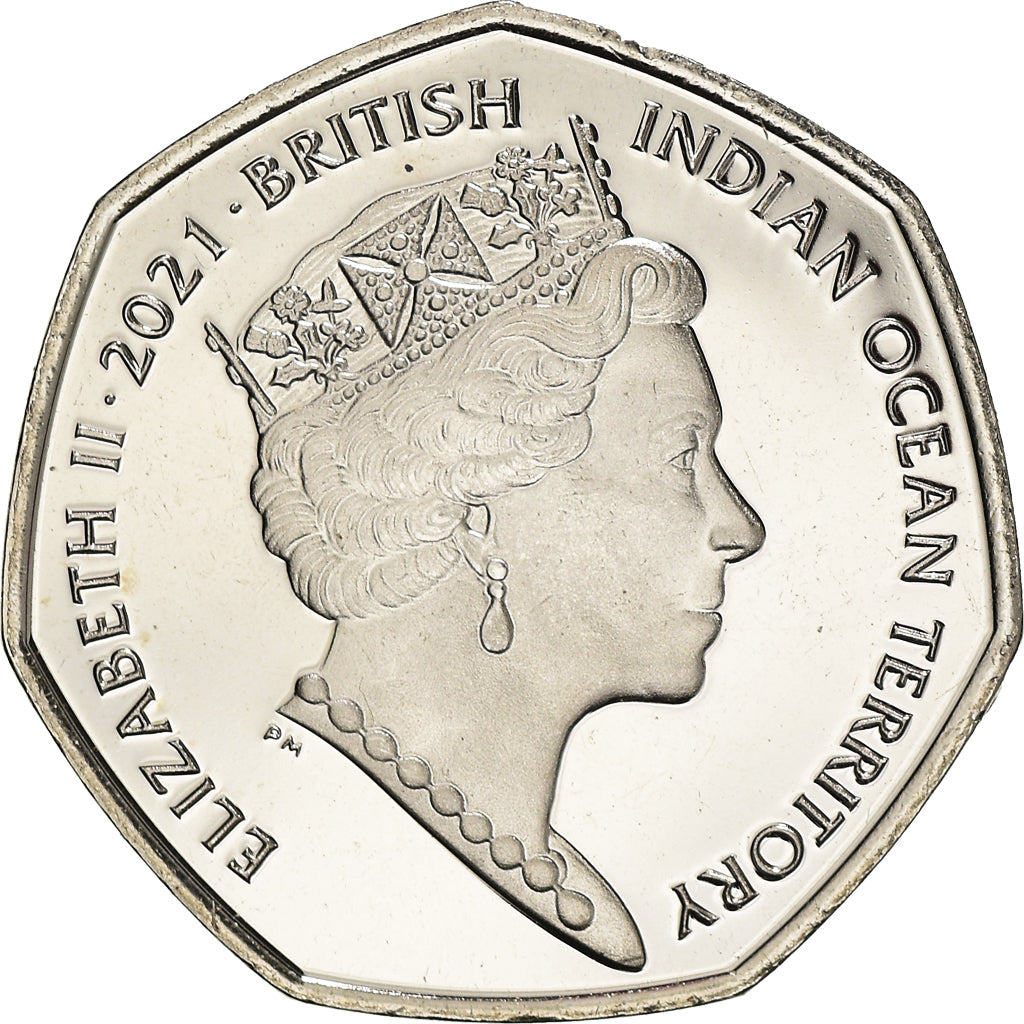 Moneta, British Indian Ocean, Emperor Angelfish, 50 Pence, 2021