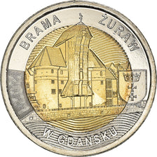 Munten, Polen, The Crane Gate in Gdańsk, 5 Zlotych, 2021, UNC-, Bi-Metallic