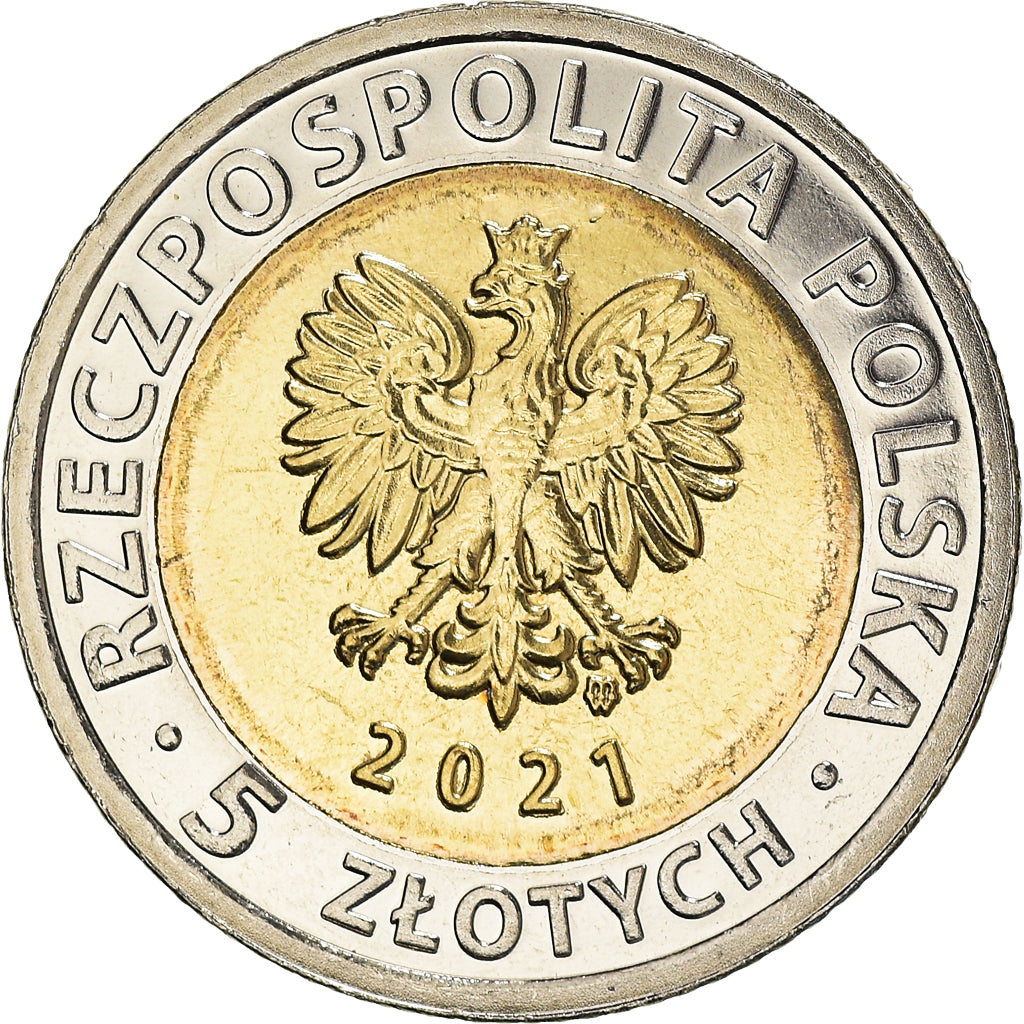 Moneta, Polska, The Crane Gate in Gdańsk, 5 Zlotych, 2021, MS(63)