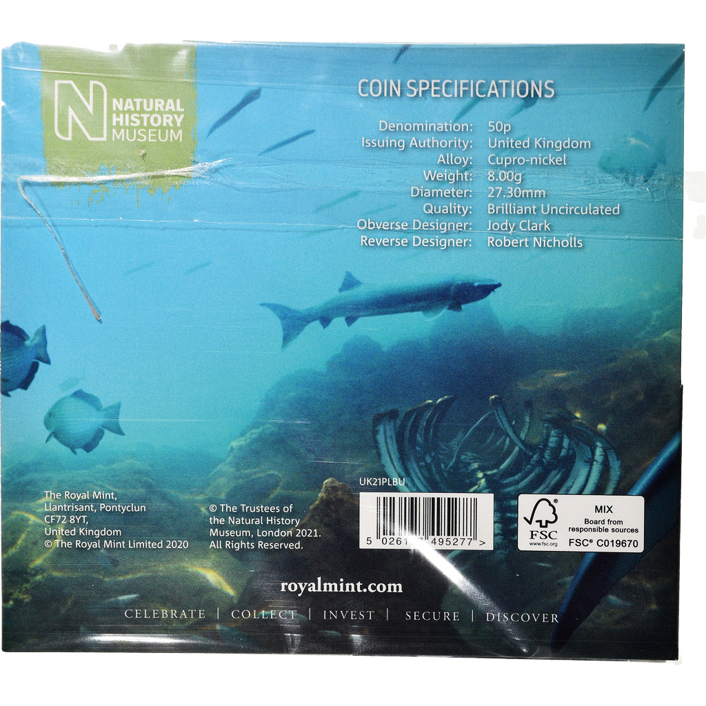 Münze, Großbritannien, PLESIOSAURUS, 50 Pence, 2021, BU, STGL, Cupronickel