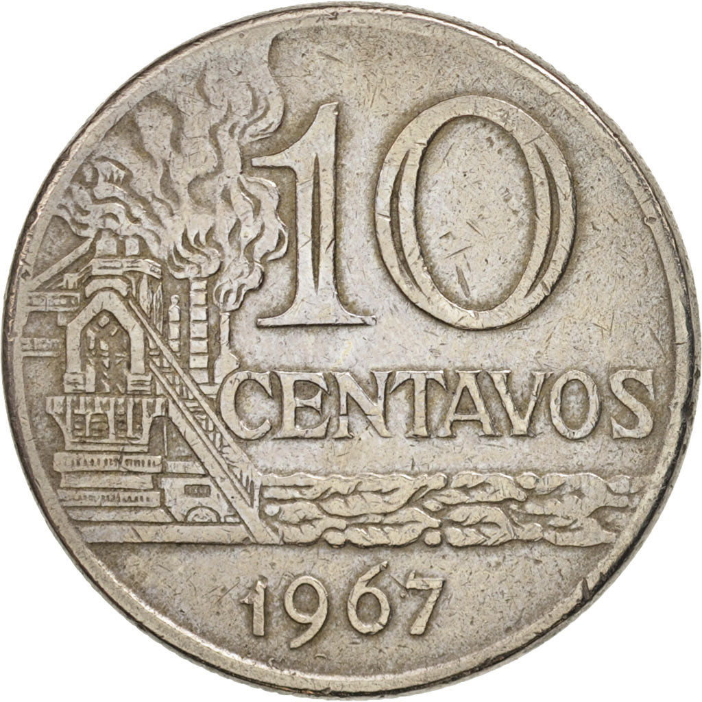Brazil, 10 Centavos, 1967, EF(40-45), Copper-nickel, KM:578.1