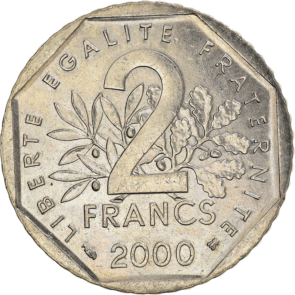 Coin, France, Semeuse, 2 Francs, 2000, Paris, O.Roty, EF(40-45), Nickel
