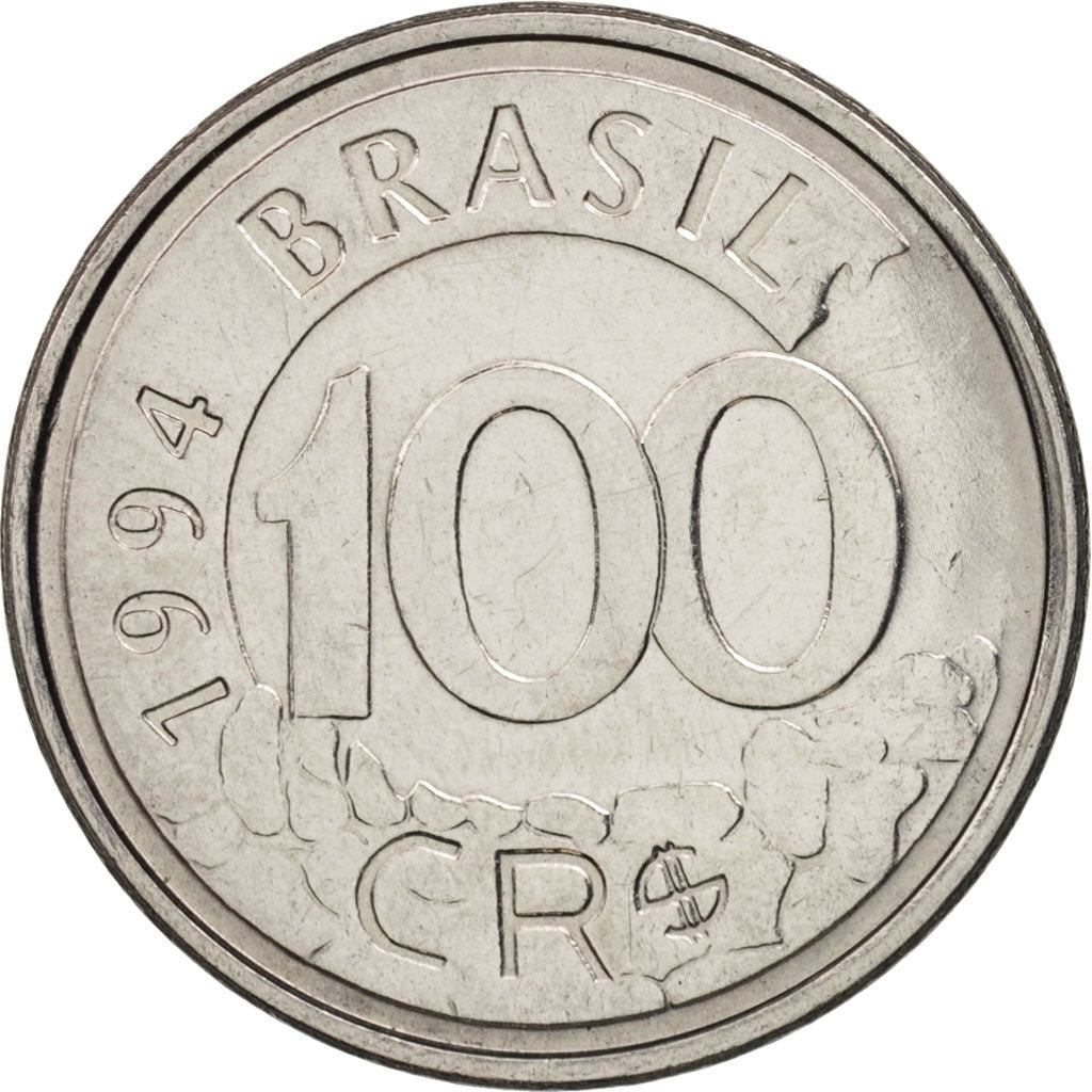 Brésil, 100 Cruzeiros Reais, 1994, SPL, Stainless Steel, KM:630