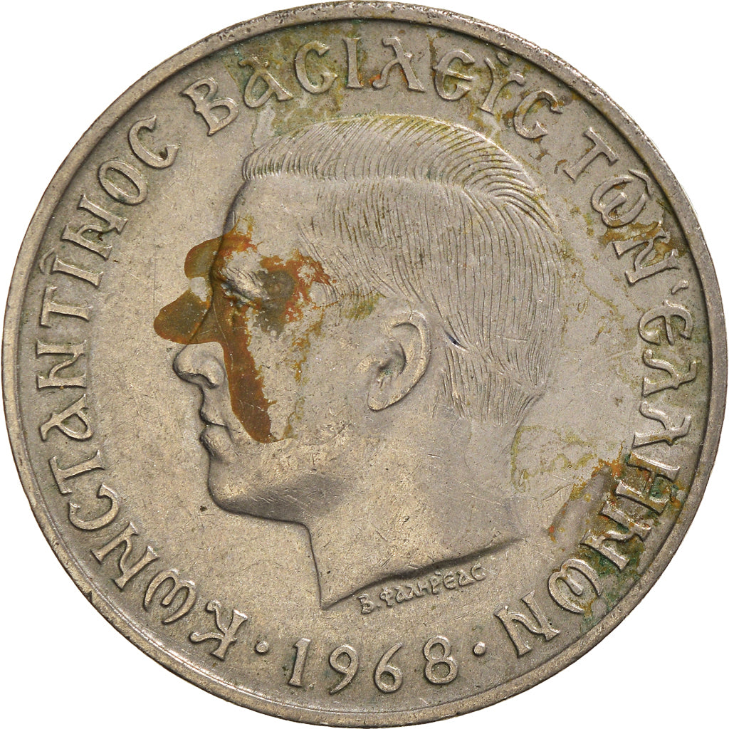 Munten, Griekenland, 10 Drachmai, 1968, FR+, Cupro-nikkel