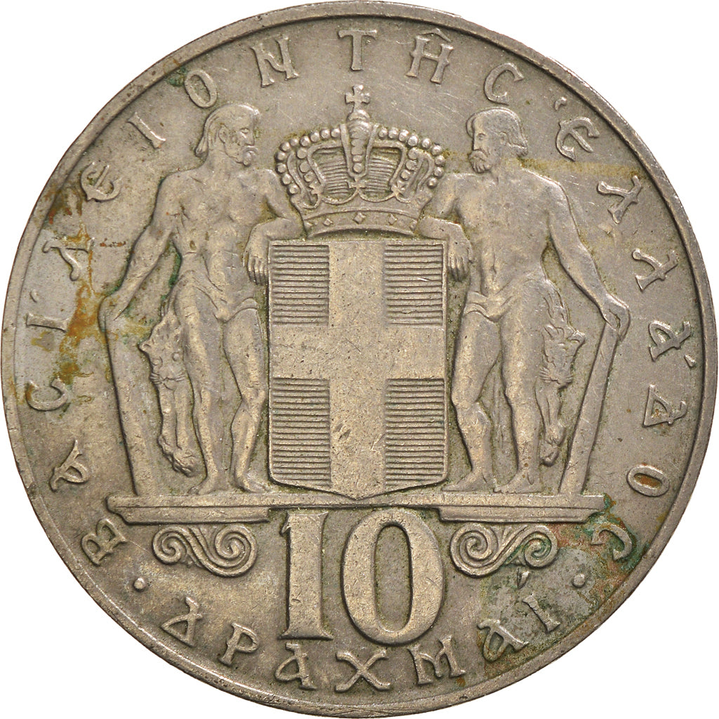 Munten, Griekenland, 10 Drachmai, 1968, FR+, Cupro-nikkel
