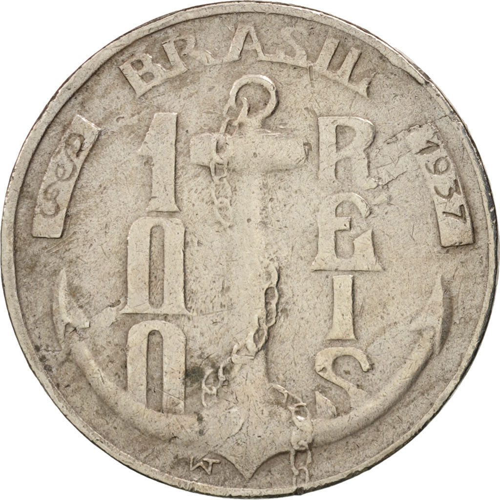 Brazil, 100 Reis, 1937, EF(40-45), Copper-nickel, KM:536