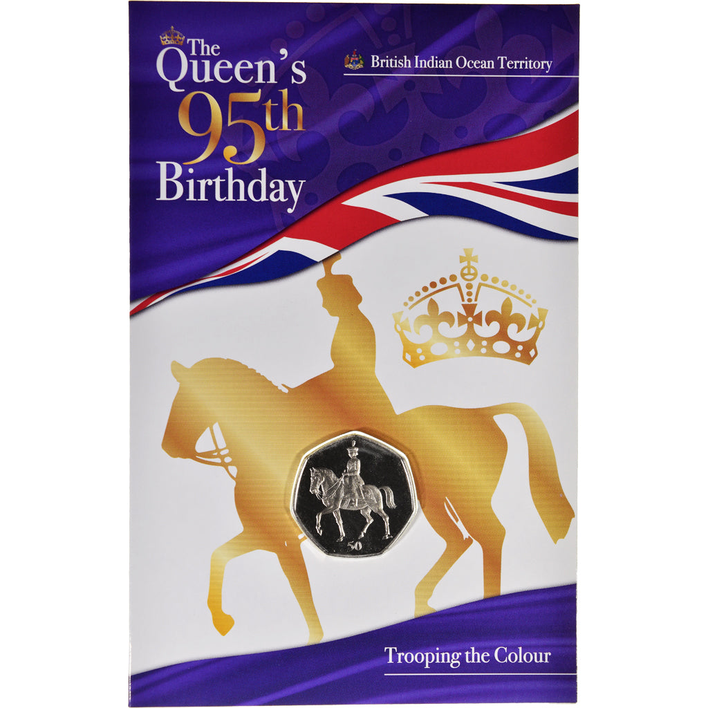 Moneda, British Indian Ocean, 95 TH Ann. the Elisabeth II à cheval, 50 Pence