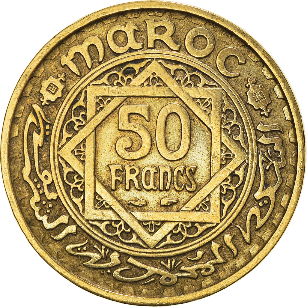 Moneta, Marocco, Mohammed V, 50 Francs, 1951, Paris, BB+, Alluminio-bronzo