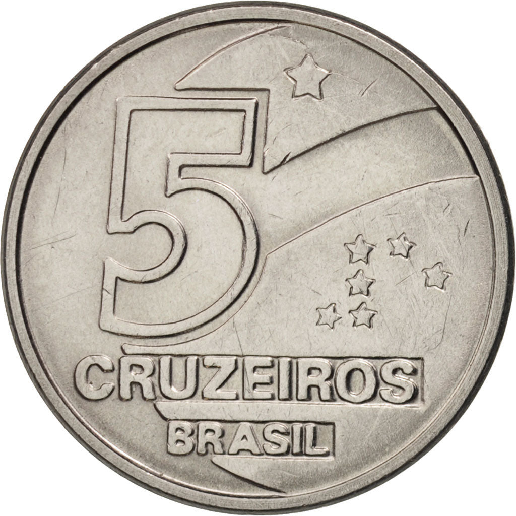 Brazil, 5 Cruzeiros, 1990, MS(60-62), Stainless Steel, KM:618.1