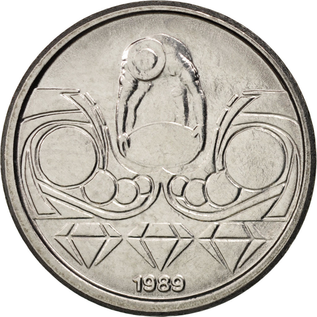 Coin, Brazil, 10 Centavos, 1989, MS(63), Stainless Steel, KM:613