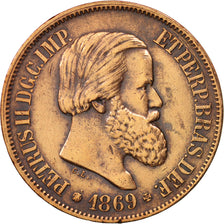 Brazil, Pedro II, 20 Reis, 1869, EF(40-45), Bronze, KM:474