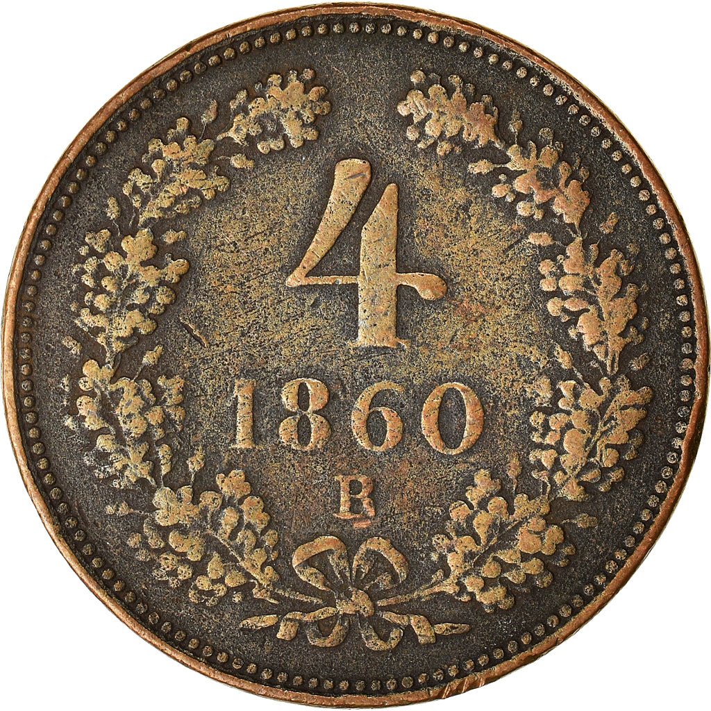 Coin, Austria, Franz Joseph I, 4 Kreuzer, 1860, Kremnitz, EF(40-45), Copper