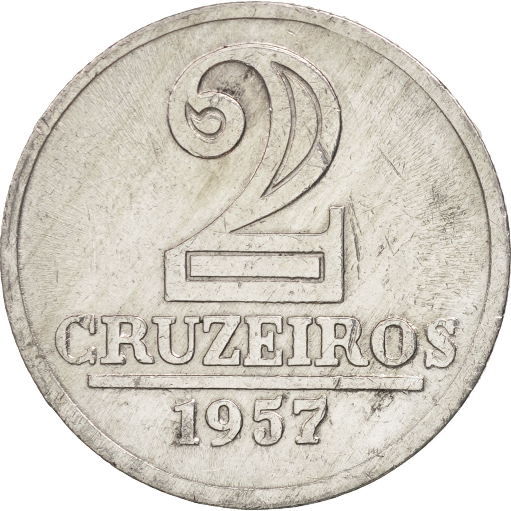 Brésil, 2 Cruzeiros, 1957, TTB+, Aluminum, KM:571