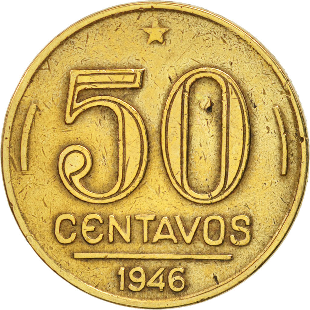 Brazil, 50 Centavos, 1946, EF(40-45), Aluminum-Bronze, KM:557a