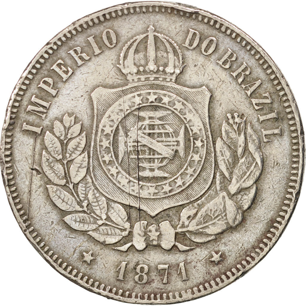 Brazil, Pedro II, 200 Reis, 1871, VF(30-35), Copper-nickel, KM:478