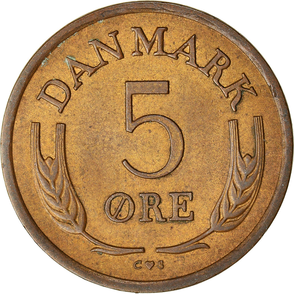 Coin, Denmark, Frederik IX, 5 Öre, 1963, Copenhagen, AU(50-53), Bronze