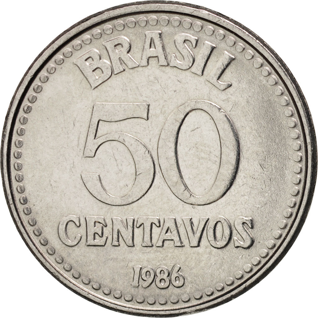 Brasile, 50 Centavos, 1986, SPL, Acciaio inossidabile, KM:604
