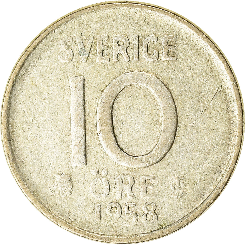 Coin, Sweden, Gustaf VI, 10 Öre, 1958, EF(40-45), Silver, KM:823