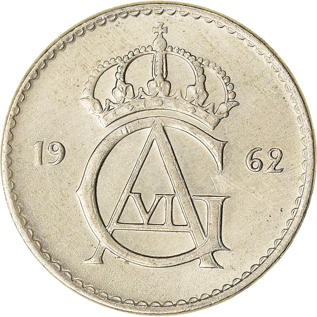 Moneta, Svezia, Gustaf VI, 10 Öre, 1962, BB, Argento, KM:823