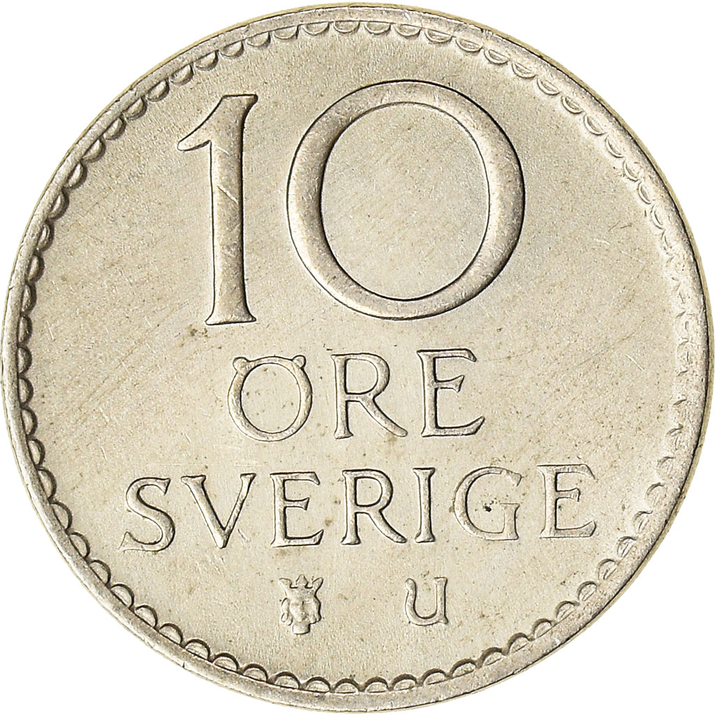 Moneta, Svezia, Gustaf VI, 10 Öre, 1962, BB, Argento, KM:823