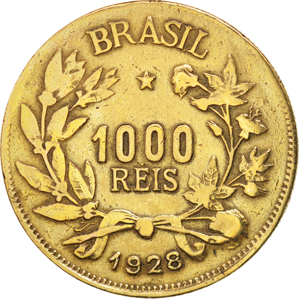 Brazil, 1000 Reis, 1928, EF(40-45), Aluminum-Bronze, KM:525