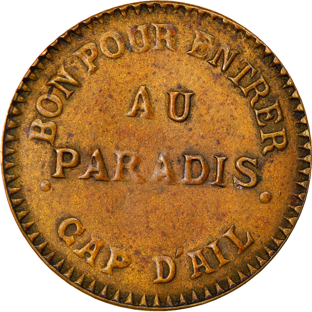 France, Token, Maison Close, Au Paradis, Cap d'Ail, EF(40-45), Covered copper