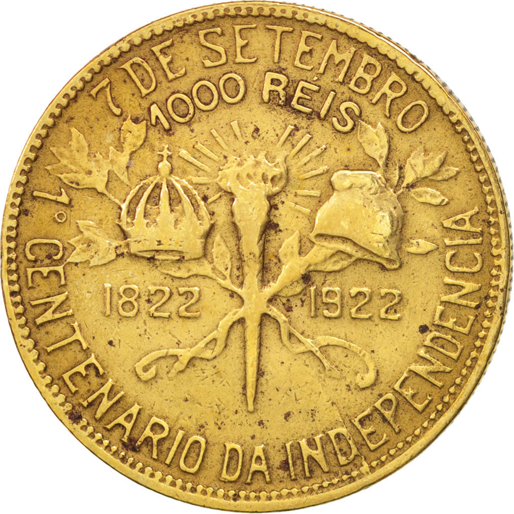 Brazil, 1000 Reis, 1922, EF(40-45), Aluminum-Bronze, KM:522.1