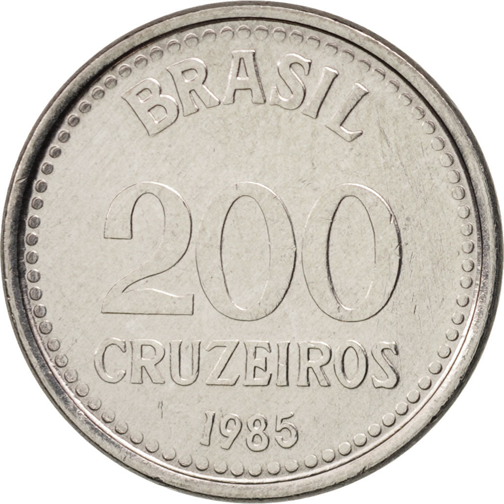 Brazil, 200 Cruzeiros, 1985, MS(63), Stainless Steel, KM:596