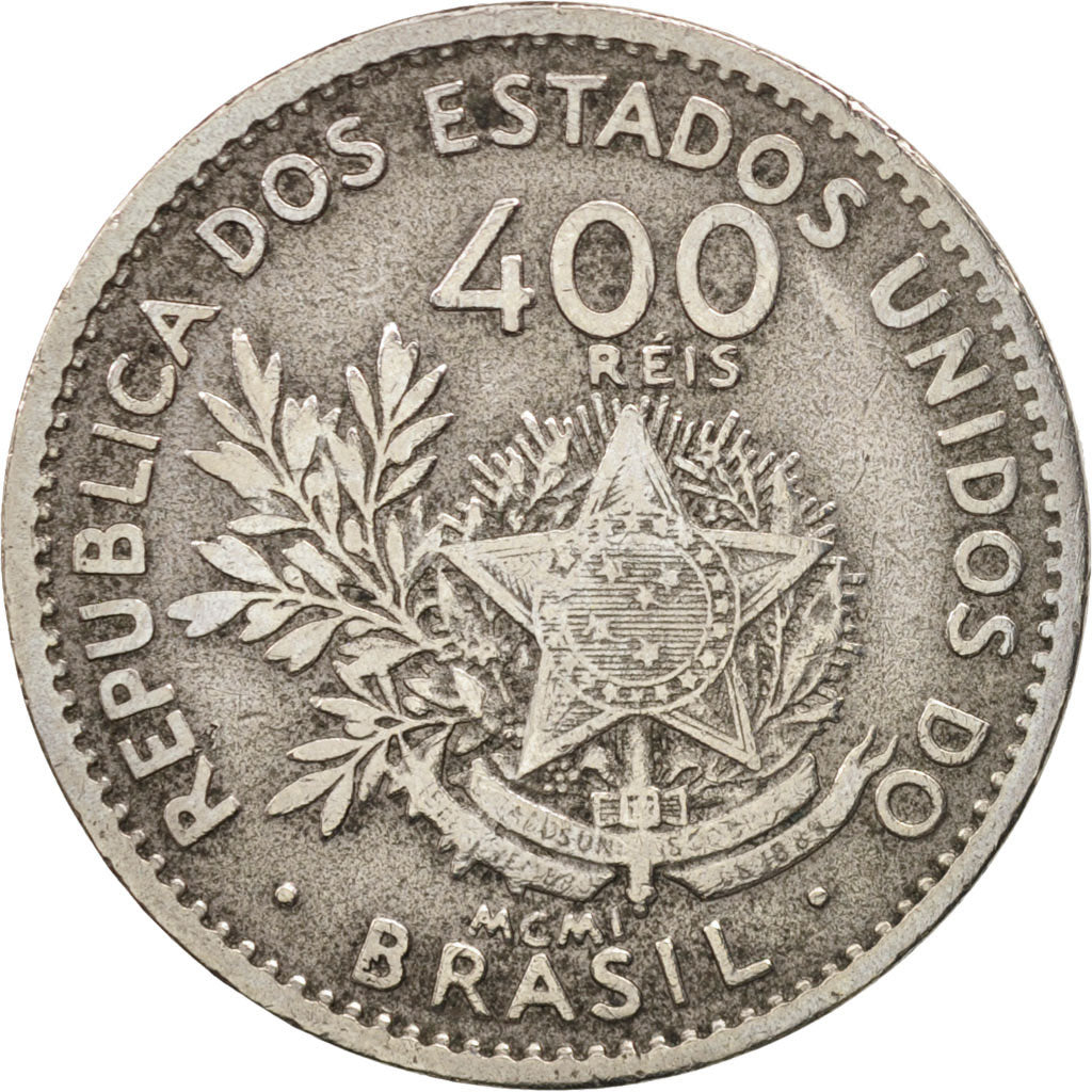 Brazil, 400 Reis, 1901, VF(30-35), Copper-nickel, KM:505